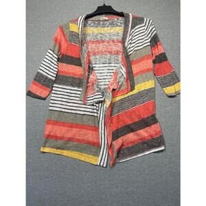 Women's Flamingo Urban Striped Cardigan Sweater Size Small Red Yellow